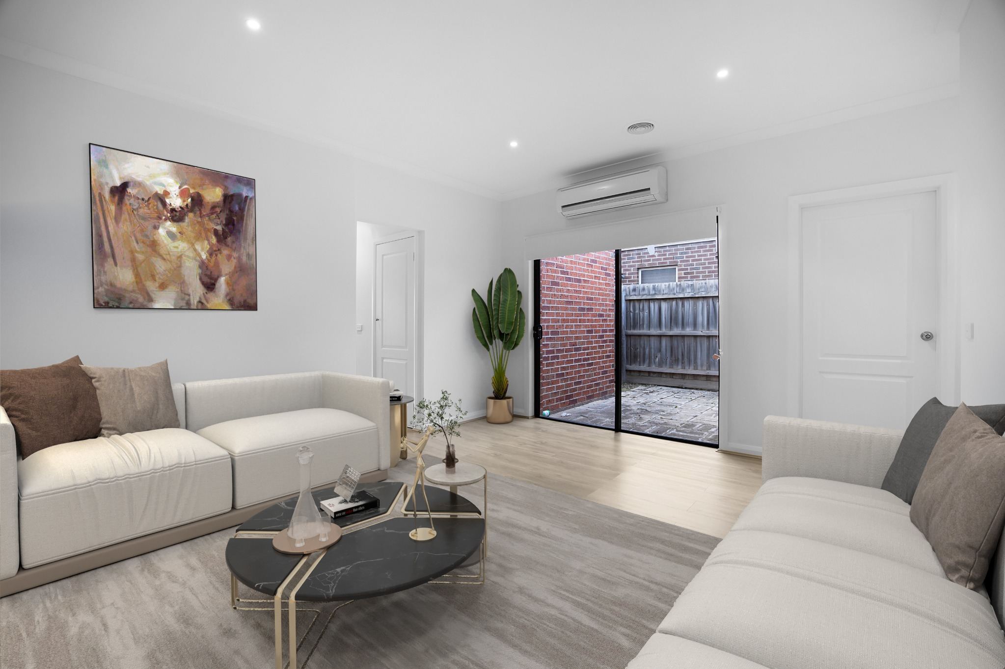 Modern room before virtual staging